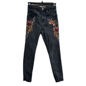Topshop Moto Jamie Floral Embroidered Jeans - Women 28W 30L